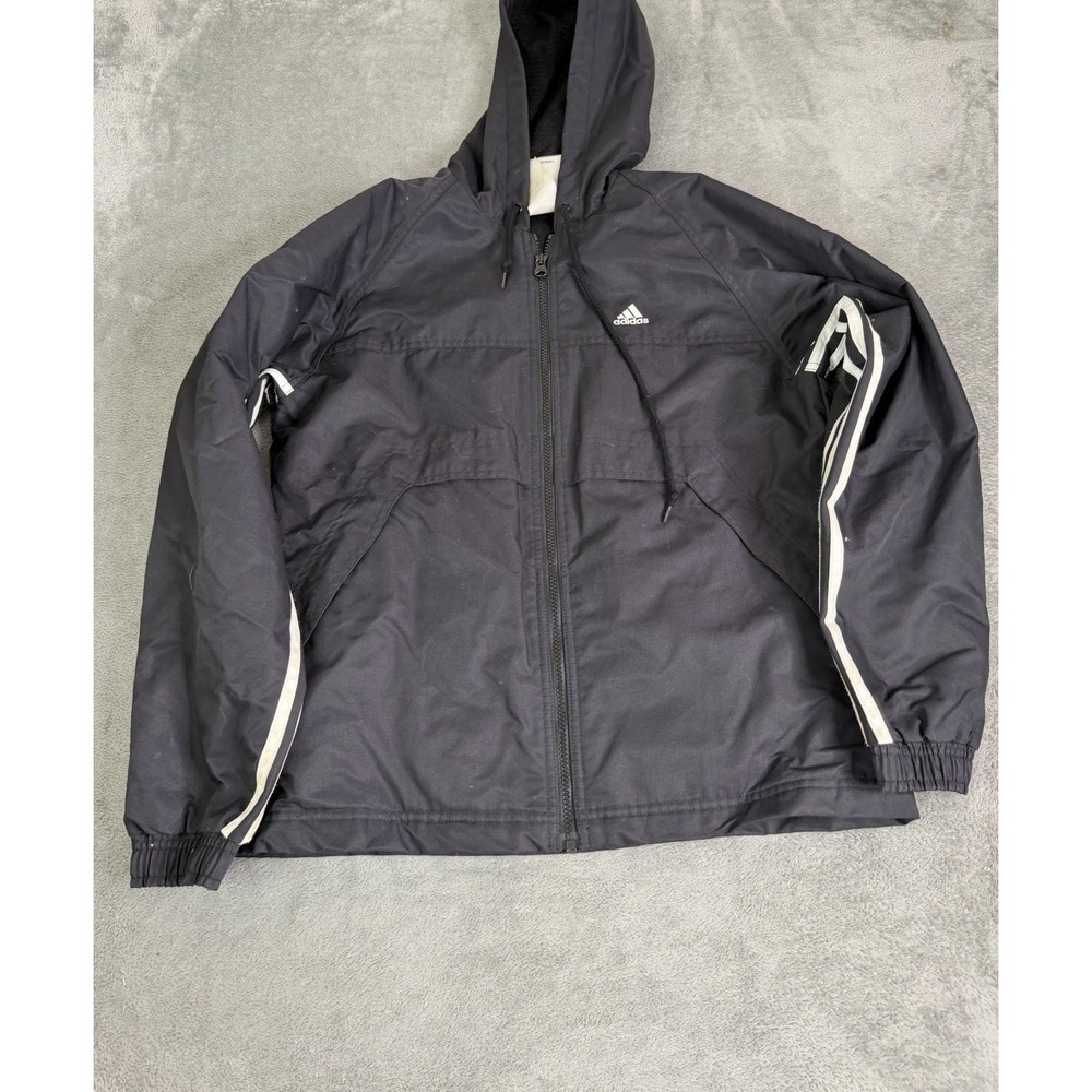 Vintage 90s Adidas Full Zip Windbreaker Jacket Men's Size Small Black